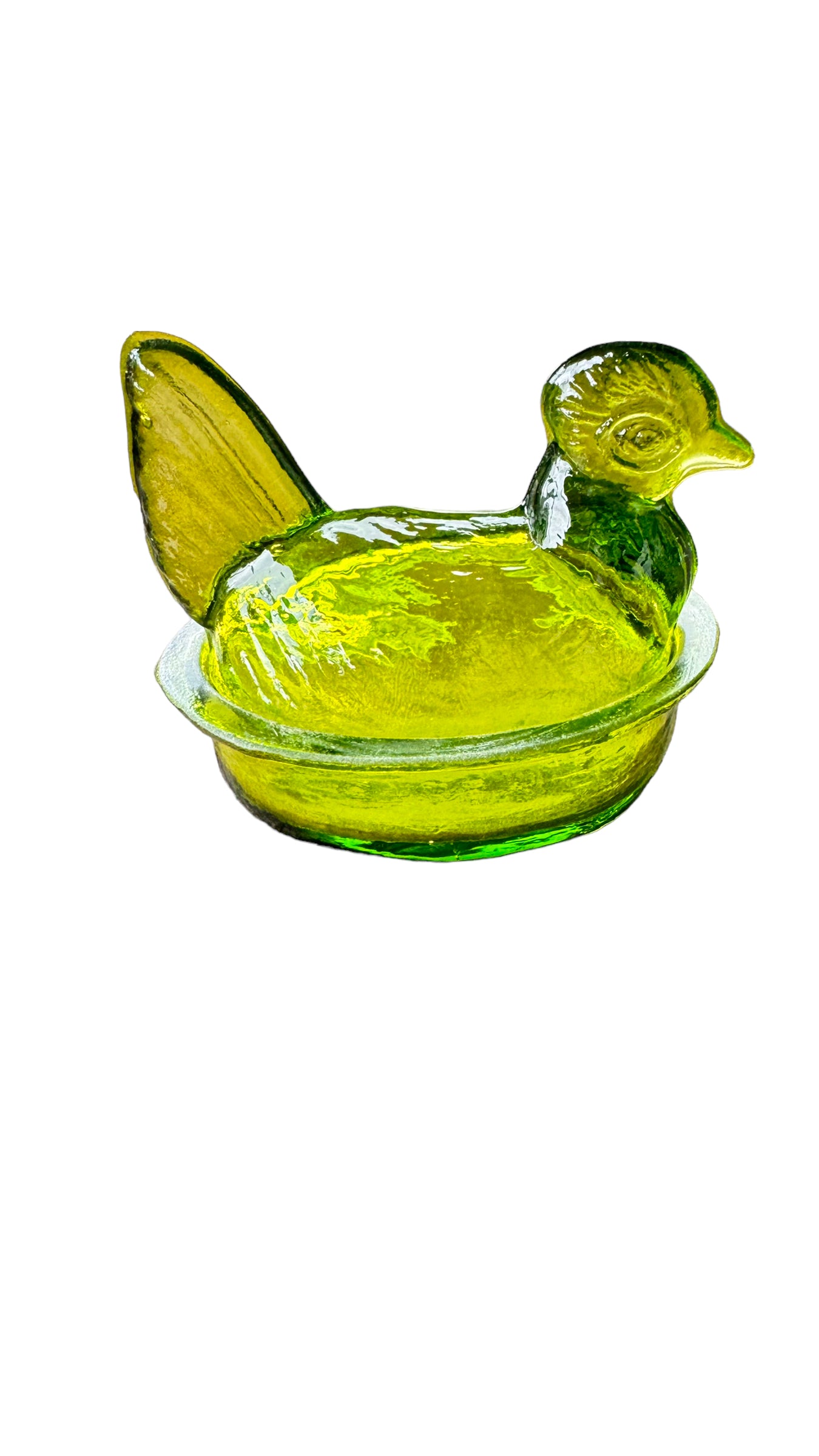 Gallina vidrio verde 9 x 8 cm